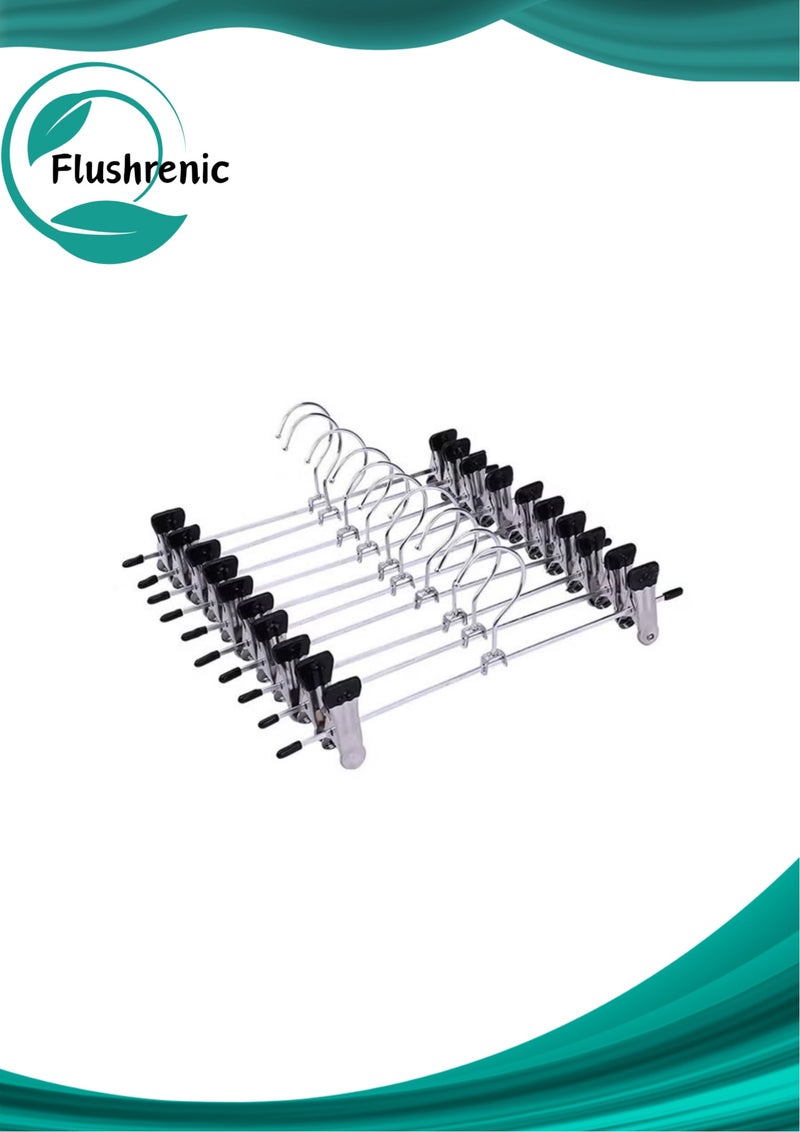 Flushrenic 12 Inch Pants Hangers with Clips, Heavy Duty 10 Pack, Adjustable Metal Pants Hanger, Skirt Hangers for Women Space Saving Hangers for Jeans Closet Organizers and Storage ﻿ - Image 1